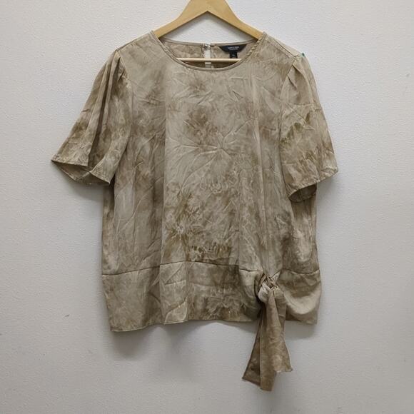 Simply Vera Vera Wang tan tie dye tee shirt with tie front size XL﻿ - Picture 2 of 6